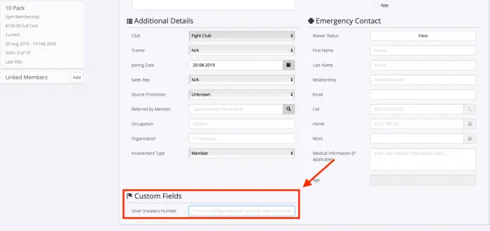 custom text fields gym software reporting