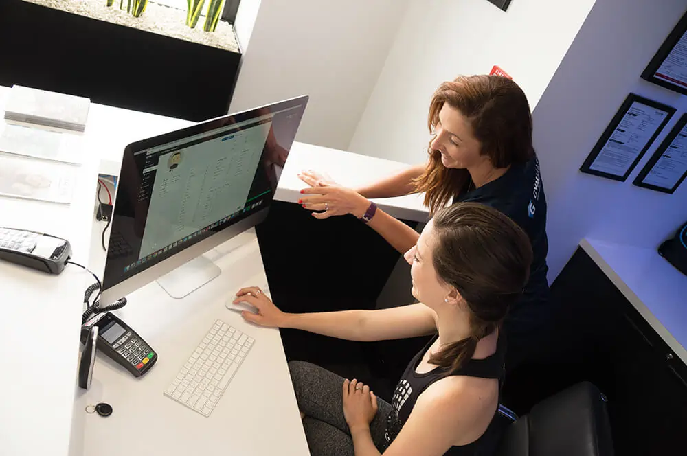 women on desk